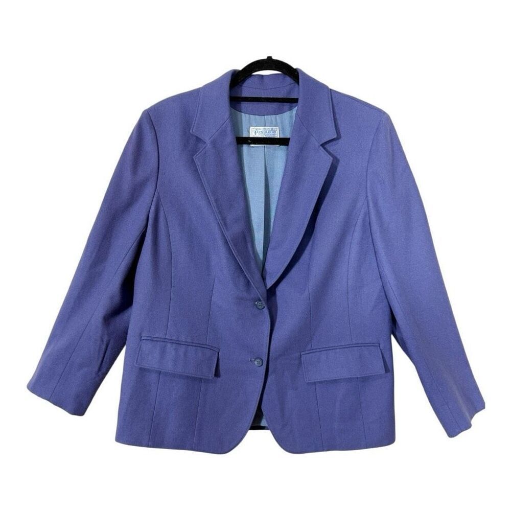 Pendleton Women’s Vintage 100% Virgin Wool Purple Two‎ Button Blazer Jacket